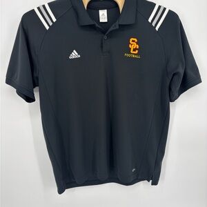 Adidas USC Trojans Football Polo Shirt Mens XL Black Climalite Sideline Coach